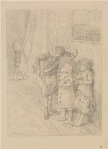 CHARLES-EMMANUEL SERRET (Aubenas 1824-1900 Paris) Three pencil drawings.
